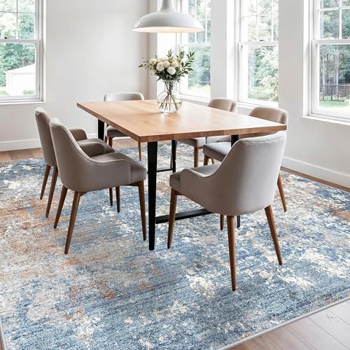 10x10 ft Square Living Room Rug – Washable Modern Abstract Area Rug - Image 5