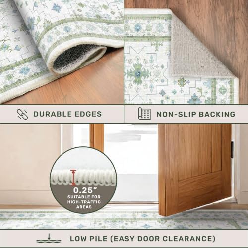 Cream Green Large 8x12 Area Rug - Image 5