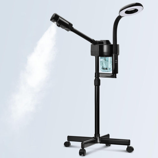 2 in 1 Facial Steamer Professional Ionic Face Steamer with 5X Magnifying Lamp&Adjustable Hot Mist Nozzle, Esthetician Facial Steamer Salon Spa Beauty Skin Care Equipment