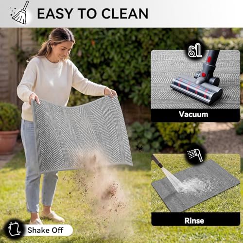 Indoor Door Mat Thin Low Profile Entryway Mats Grey 36"x59" - Image 7