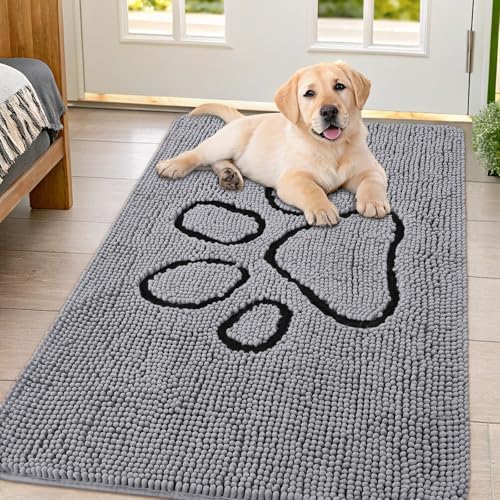 Smiry Dog Door Mat for Muddy Paws, Absorbent Non Slip Dirt Trapper by Smiry