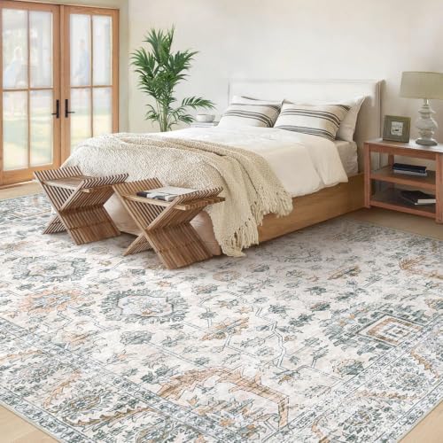 XLUEZ Area Rug 10x12 Living Room Rugs, Machine Washable Vintage Distressed Boho - Image 3