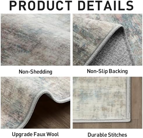 4x6 Area Rugs for Living Room: Washable Abstract Multi Color Bedroom Carpet - Image 5