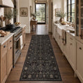 3x7 Black Gold Vintage Washable Runner Rugs by Zeeinx