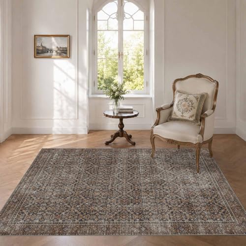 3×5 Vintage Washable Brown Area Rug by LatteFog