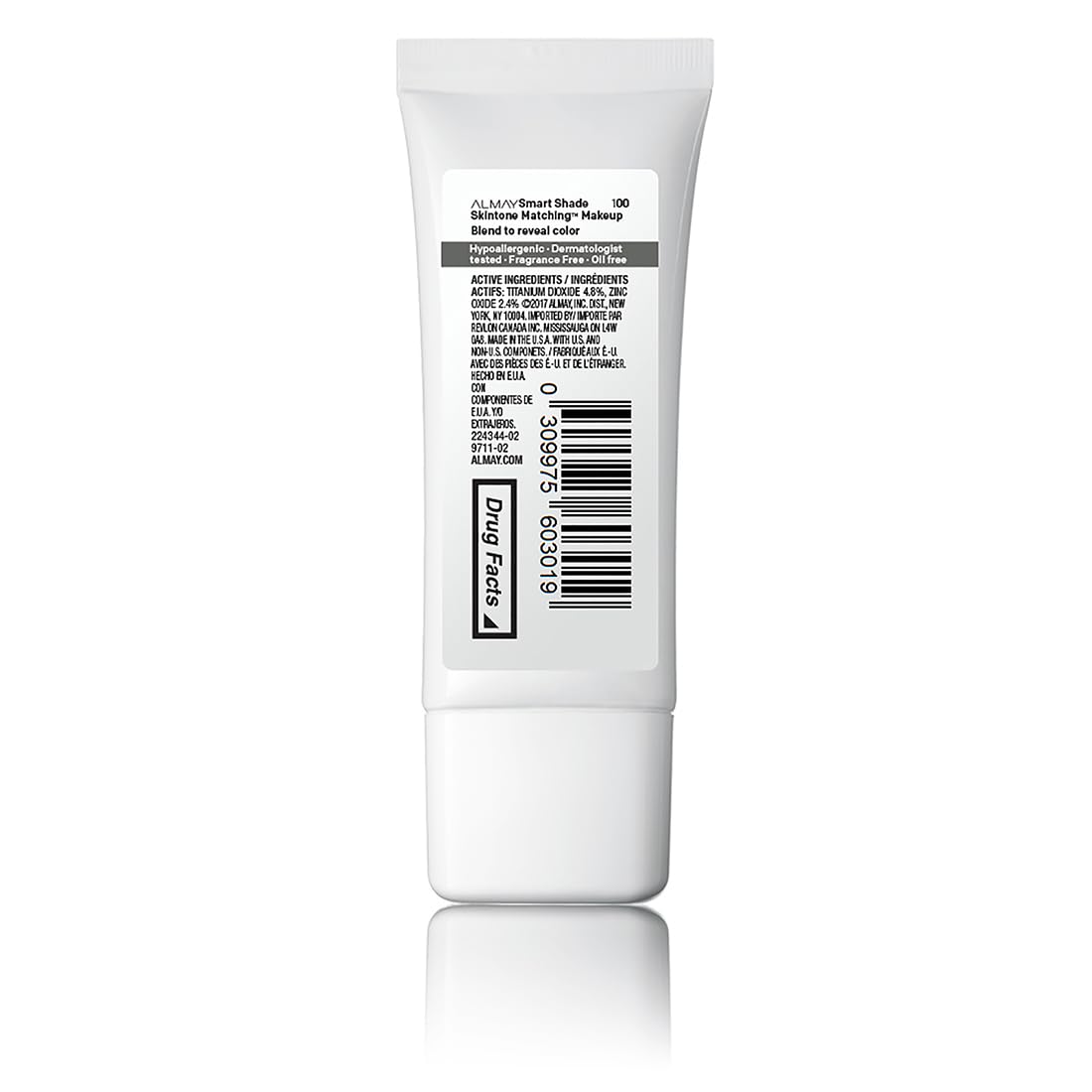 Almay Skintone Matching Foundation, Smart Shade Face Makeup with SPF 15, Hypoallergenic, Oil-Free, Dermatologist-Tested, 100 My Best Light, 1 fl oz