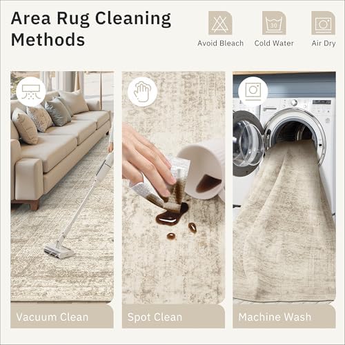 Soalmost Washable Half Circle Round Rug 2x3 Beige Small Half Moon Rug Entry - Image 7