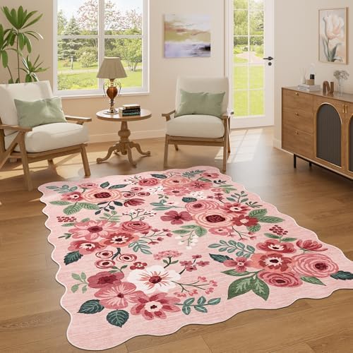 DUKINO 4x6 Area Rug, Non Slip Floral Washable Rug - Image 3