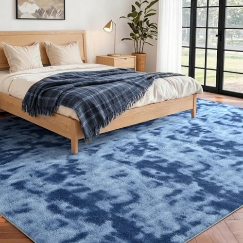 6x9 Large Tie-dye Teal Area Rug Non-Slip Washable - Image 2