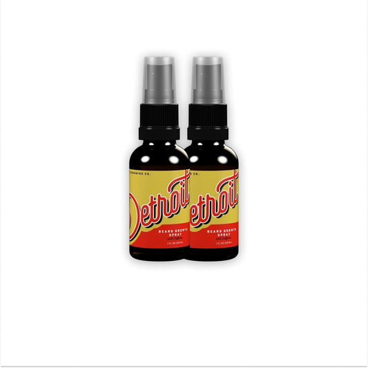 Detroit Grooming Co. Beard Growth Spray | Boost Beard Growth with Biotin, B7 & Caffeine | Hydrating Beard Care with Lavender Water, Green Tea & Glycerin | 1oz Bottles (2-pack)