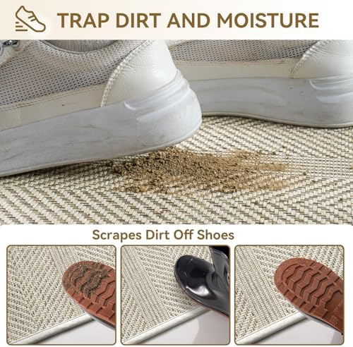 Indoor Door Mat Thin Low Profile Entryway Mats Beige 36"x59" - Image 3