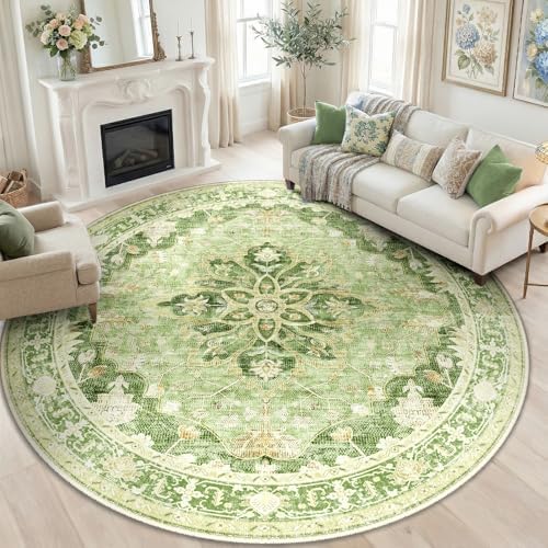 RELEANY Washable Area Rug, Round 8ft by RELEANY