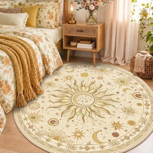 Vacuum-Friendly, Round 4ft Washable Area Rug - Image 2