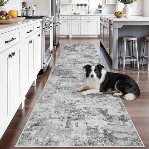 Non Slip Abstract Rug 3x12: Washable Runner Rugs - Image 3