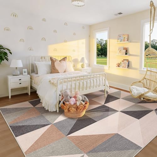 Washable Rug 9x12 Area Rugs: Modern Geometric Area Rug - Image 6