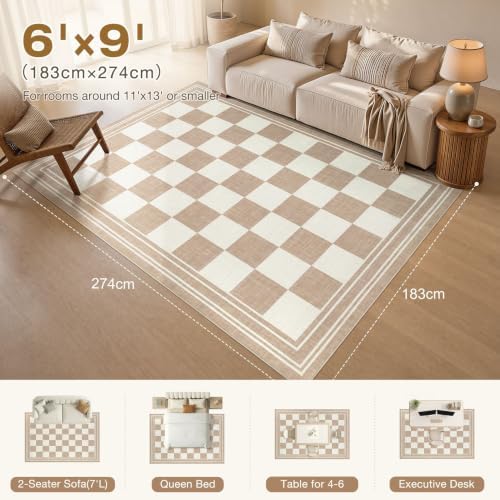 cotiled 6x9 Area Rugs for Living Room: Boho Washable Rug for Dining Room - Image 2