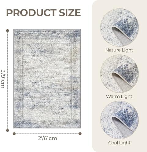 2x3 Rug Non Slip, Small Washable Entryway Rug - Image 2