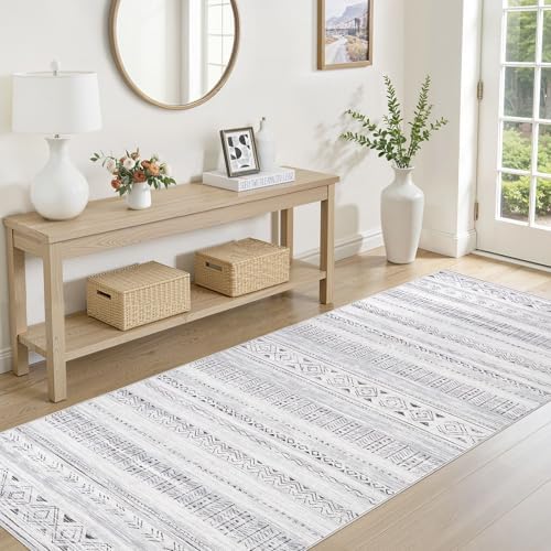 cotiled Hallway 3x10 Runner Rugs Washable Boho Rug Dark Grey - Image 3