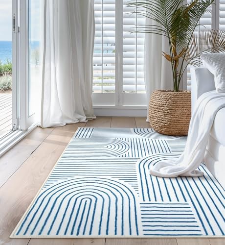 Lahome Abstract Washable Rugs, 4x6 Blue Rug - Image 5