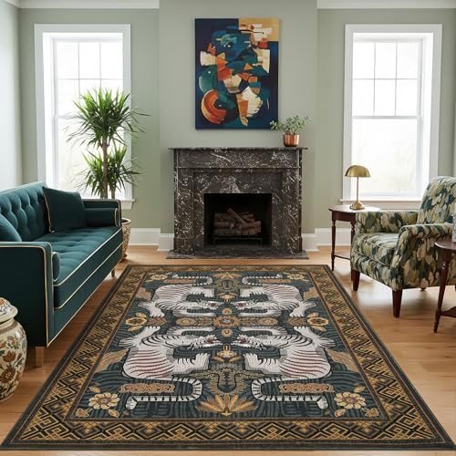 GarveeHome Large Tiger 9x12 Area Rugs Boho Washable Vintage Living Room Rug - Image 2