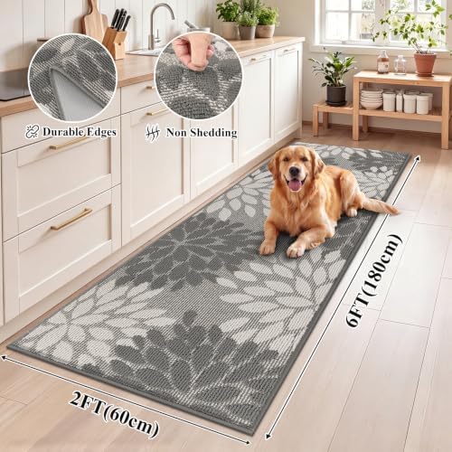 HEBE Washable Hallway Runner Rug 2x6, High-Low Textured Kitchen Rug Runner - Image 2