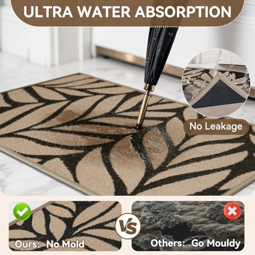 Door Mat Indoor Outside Entrance Dirt Resistant Brown 17"x30" - Image 5