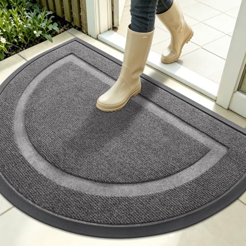 OLANLY Half Circle Front Door Mat Outside 33x21 All-Season Rubber Doormat by OLANLY