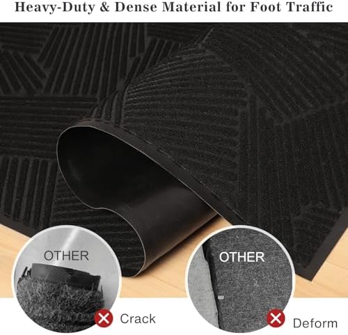 3′ x 10′ Heavy Duty Front Door Mat, Low Profile Entryway Runner Black - Image 2