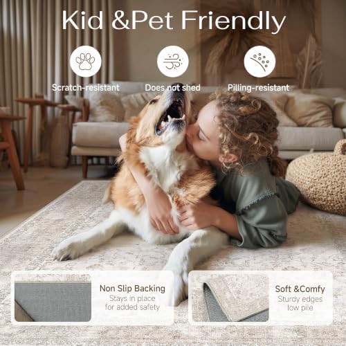 PureCozy 8x10 Beige Neutral Area Rug - Image 4