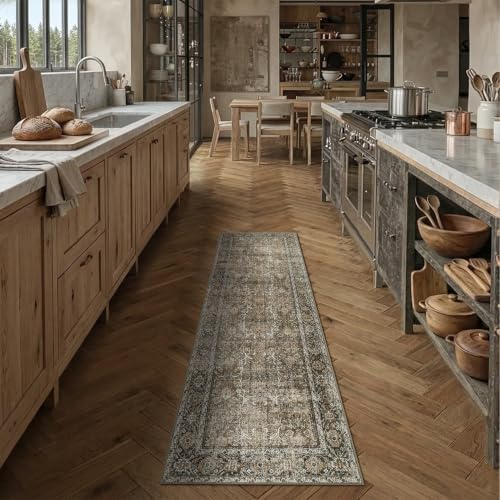 PureCozy Brown Runner Rug 2x5 Vintage Traditional Distressed - Image 2