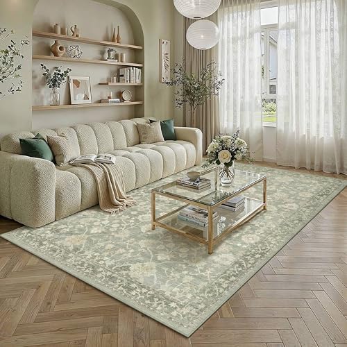 HUGEAR 6x9 Green Neutral Area Rugs Washable Rug Carpet by HUGEAR