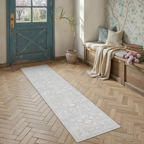 HUGEAR 2x8 Blue Neutral Runner Rugs Washable Rug Carpet - Image 2