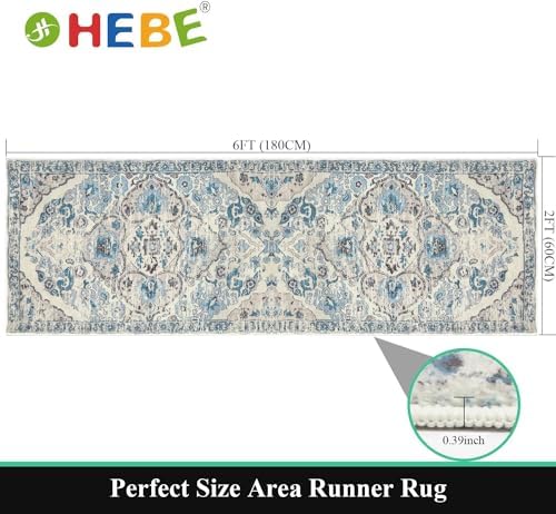 HEBE Hallway Runner Rug 2'x6', Washable Non Slip Kitchen Rug Runner - Image 2
