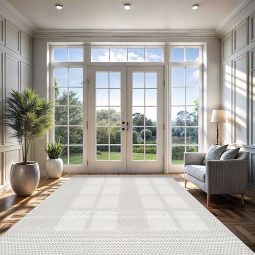 CAMILSON Easy Jute Rug 6x9, Indoor Outdoor Off-White Farmhouse Area Rugs - Image 4