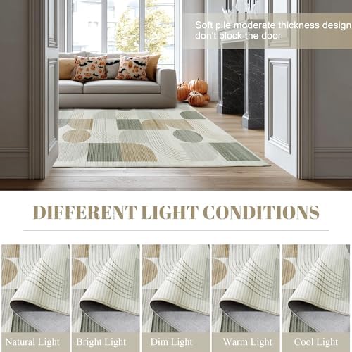 Soft Modern Geometric Abstract Large Machine Washable 6x9 Area Rug - Image 7