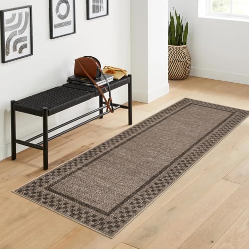 Garvee Modern 2x6 Checkered Border Washable Runner Rugs by Garvee