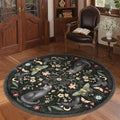 GarveeHome Round Area Rugs 5ft for Bedroom, Cat Black Washable Circle Rug Soft by GarveeHome