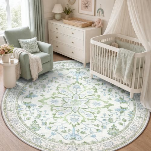 RELEANY Washable Area Rug, Round 5ft by RELEANY