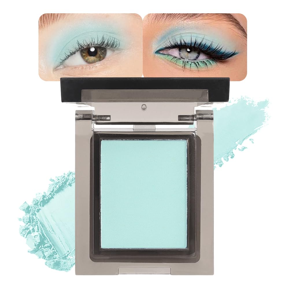 Single Nude Green Matte Eyeshadow,Monochrome Eye Shadow,Apply Makeup Easily,Matte Pressed Powder Single Eyeshadow,24 Hour Eye Makeup Longwear Waterproof