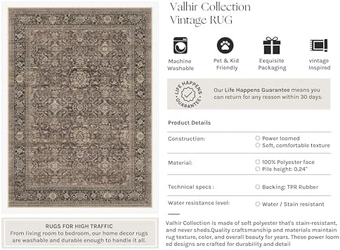HUGEAR Brown Washable 6x6 Round Area Rugs - Image 3