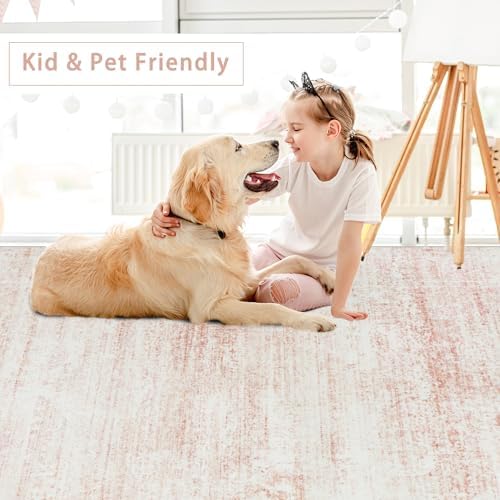 Pink Washable Rugs 9x12 Area Rugs - Image 7
