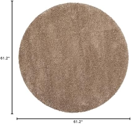 SAFAVIEH Milan Shag Collection 5'1" x 5'1" Round Dark Beige SG180 Solid - Image 2