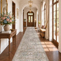Vintage Moss Green 3x20 Extra Long Runner Rug by HazoHaus