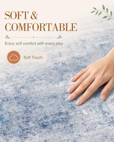 OLANLY 5ft Round Washable Rug, Soft Non Slip Carpet - Image 4