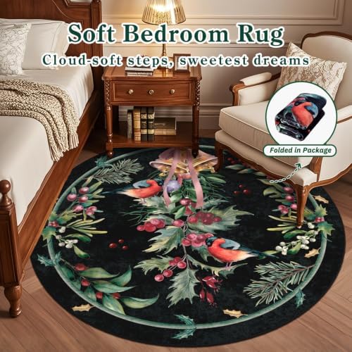 nesrt Black Christmas Round Washable Area Rugs 6ft Non Slip - Image 4