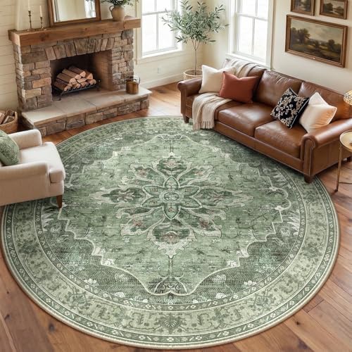 RELEANY Washable Area Rug, Round 8ft by RELEANY