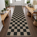 Rugalia Easy Jute Checkered Runner Rug 2.6x10 Black Rugs Runner by Rugalia