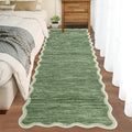 GarveeHome Scalloped Washable Runner Rug 2x6 Runner Abstract Modern Green by GarveeHome