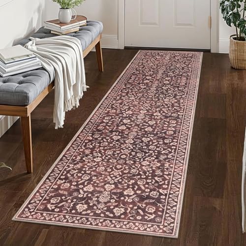 Washable Vintage 2x8 Runner Rug Non Slip Runners by SILOLOOM