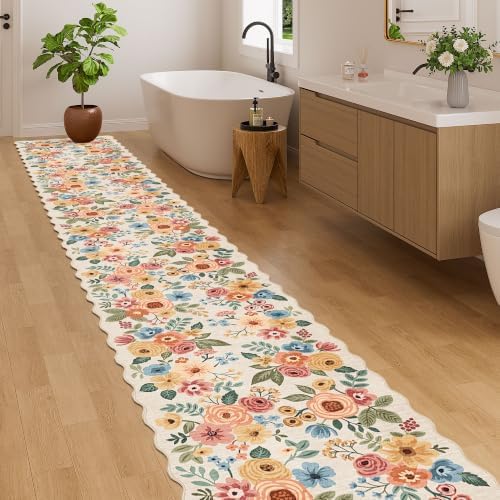 DUKINO 2x14 Hallway Runner Rug, Floral Washable Kitchen Rug - Image 3